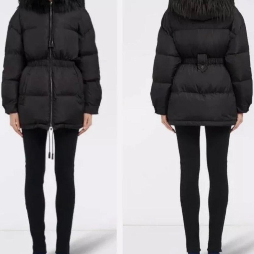 Prada Cinched waist fur puffer jacket